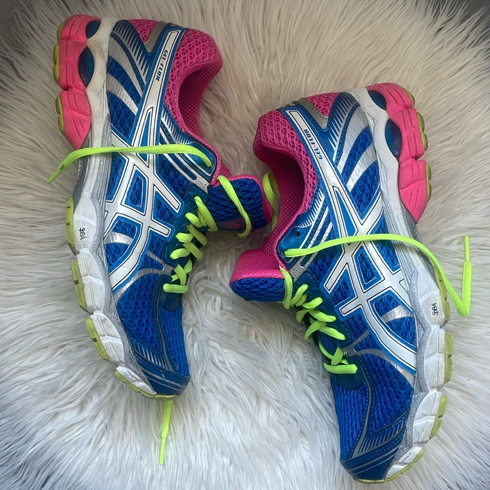 Asics Gel Flux Blue/White/Pink Running Shoes Sz 9